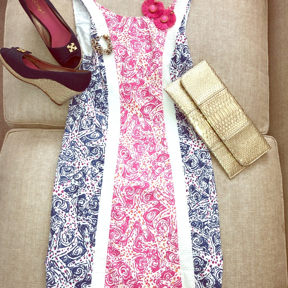 Lilly Pulitzer dress sz 2 EUC blue pink white